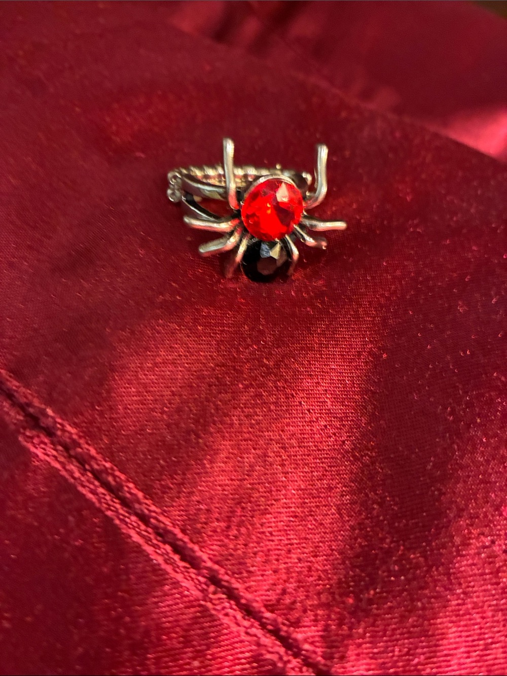 Red & Black Spider Cocktail Ring - Women Jewelry